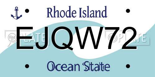 EJQW72 Rhode Island License Plate