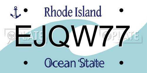 EJQW77 Rhode Island License Plate