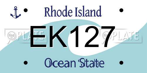 EK127 Rhode Island License Plate