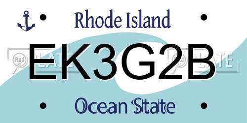 EK3G2B Rhode Island License Plate