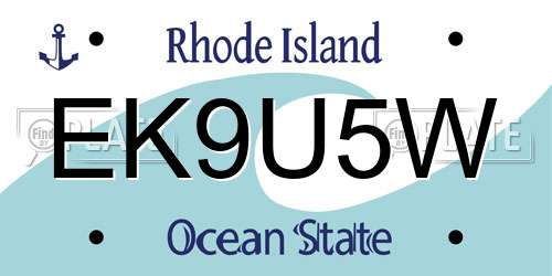 EK9U5W Rhode Island License Plate