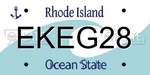 EKEG28 Rhode Island License Plate