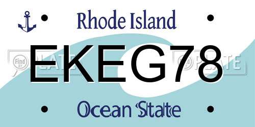 EKEG78 Rhode Island License Plate