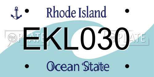 EKL030 Rhode Island License Plate