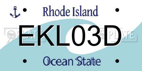 EKL03D Rhode Island License Plate