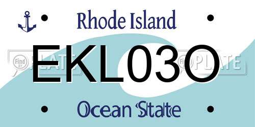 EKL03O Rhode Island License Plate