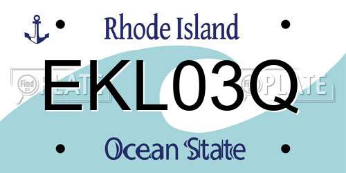EKL03Q Rhode Island License Plate