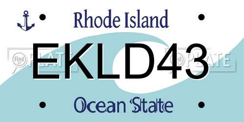 EKLD43 Rhode Island License Plate