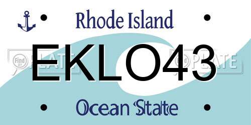 EKLO43 Rhode Island License Plate