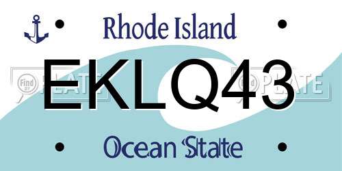 EKLQ43 Rhode Island License Plate