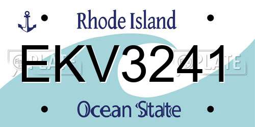 EKV3241 Rhode Island License Plate