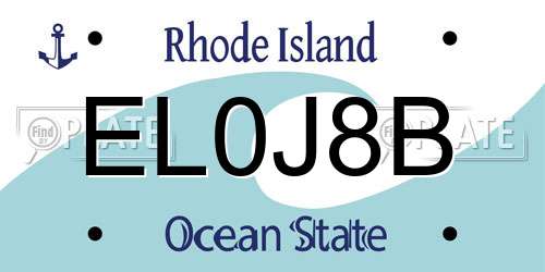 EL0J8B Rhode Island License Plate