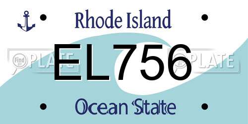 EL756 Rhode Island License Plate
