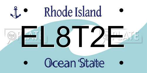 EL8T2E Rhode Island License Plate