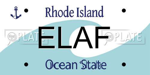 ELAF Rhode Island License Plate