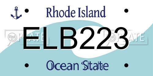 ELB223 Rhode Island License Plate