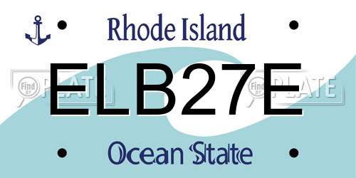 ELB27E Rhode Island License Plate