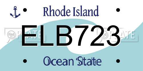 ELB723 Rhode Island License Plate