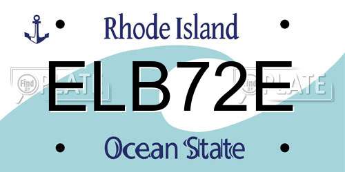 ELB72E Rhode Island License Plate