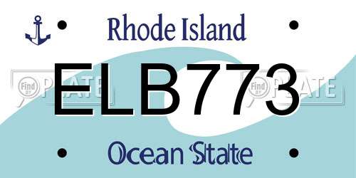 ELB773 Rhode Island License Plate