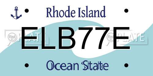 ELB77E Rhode Island License Plate