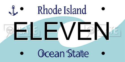 ELEVEN Rhode Island License Plate