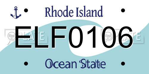 ELF0106 Rhode Island License Plate