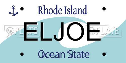 ELJOE Rhode Island License Plate