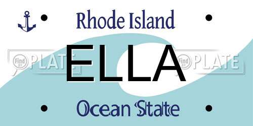 ELLA Rhode Island License Plate