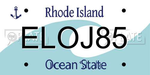 ELOJ85 Rhode Island License Plate