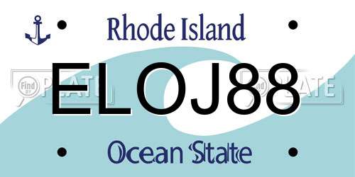 ELOJ88 Rhode Island License Plate