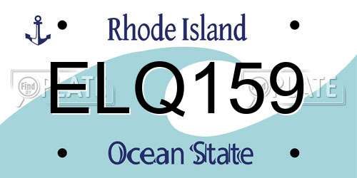 ELQ159 Rhode Island License Plate