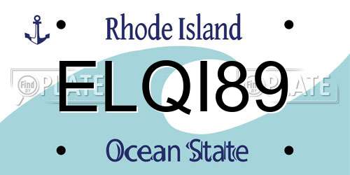 ELQI89 Rhode Island License Plate