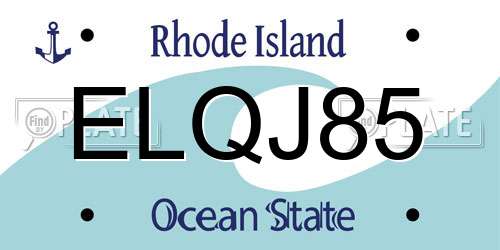 ELQJ85 Rhode Island License Plate