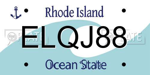 ELQJ88 Rhode Island License Plate