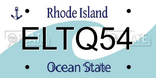ELTQ54 Rhode Island License Plate