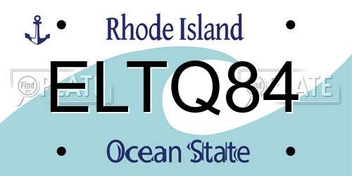 ELTQ84 Rhode Island License Plate