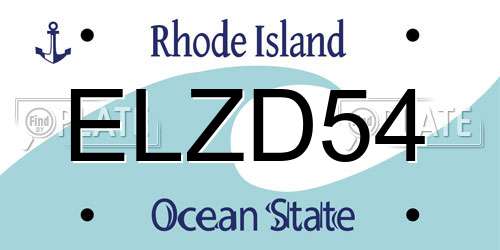 ELZD54 Rhode Island License Plate