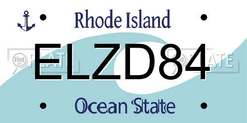 ELZD84 Rhode Island License Plate