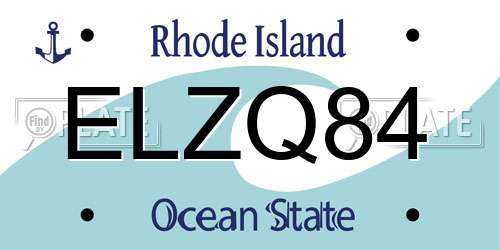 ELZQ84 Rhode Island License Plate