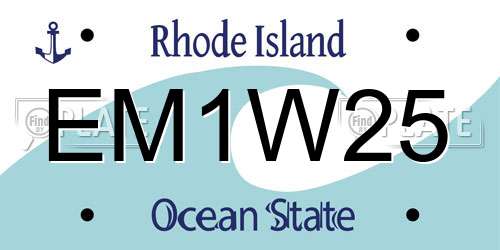 EM1W25 Rhode Island License Plate