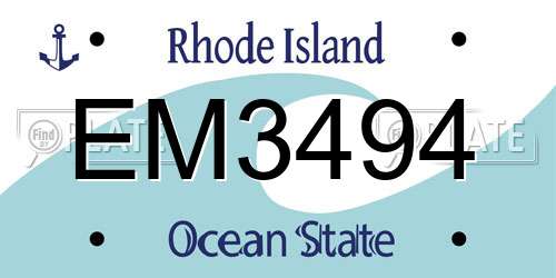 EM3494 Rhode Island License Plate