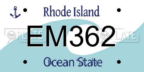 EM362 Rhode Island License Plate