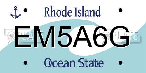 EM5A6G Rhode Island License Plate