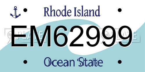 EM62999 Rhode Island License Plate
