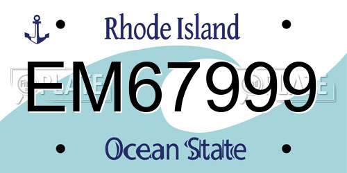 EM67999 Rhode Island License Plate