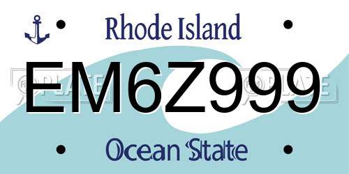 EM6Z999 Rhode Island License Plate