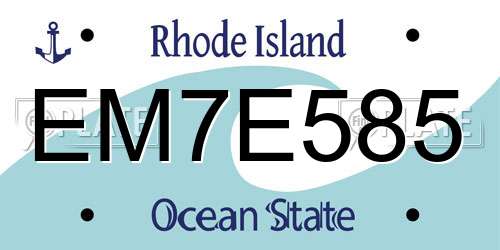 EM7E585 Rhode Island License Plate