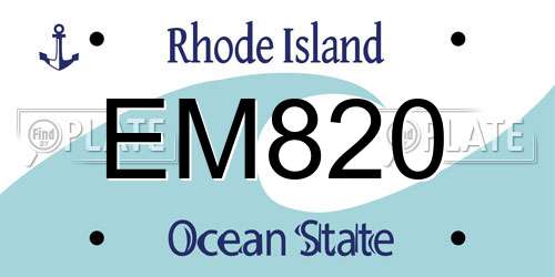 EM820 Rhode Island License Plate