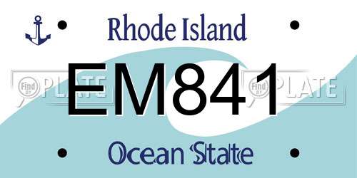 EM841 Rhode Island License Plate